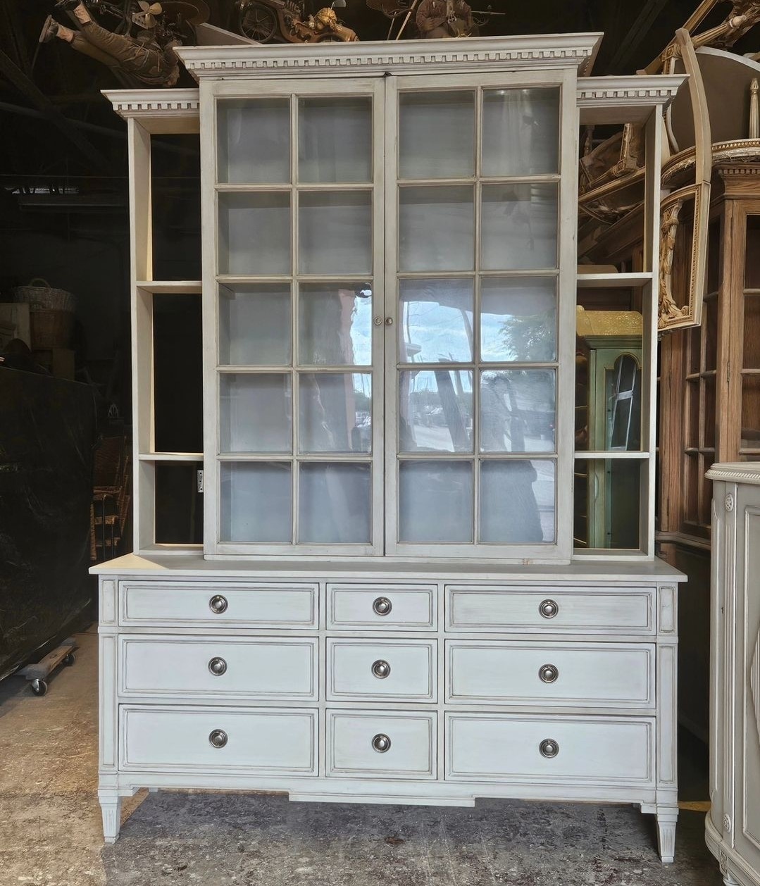 Cabinet hutch glass top display Swedish 33